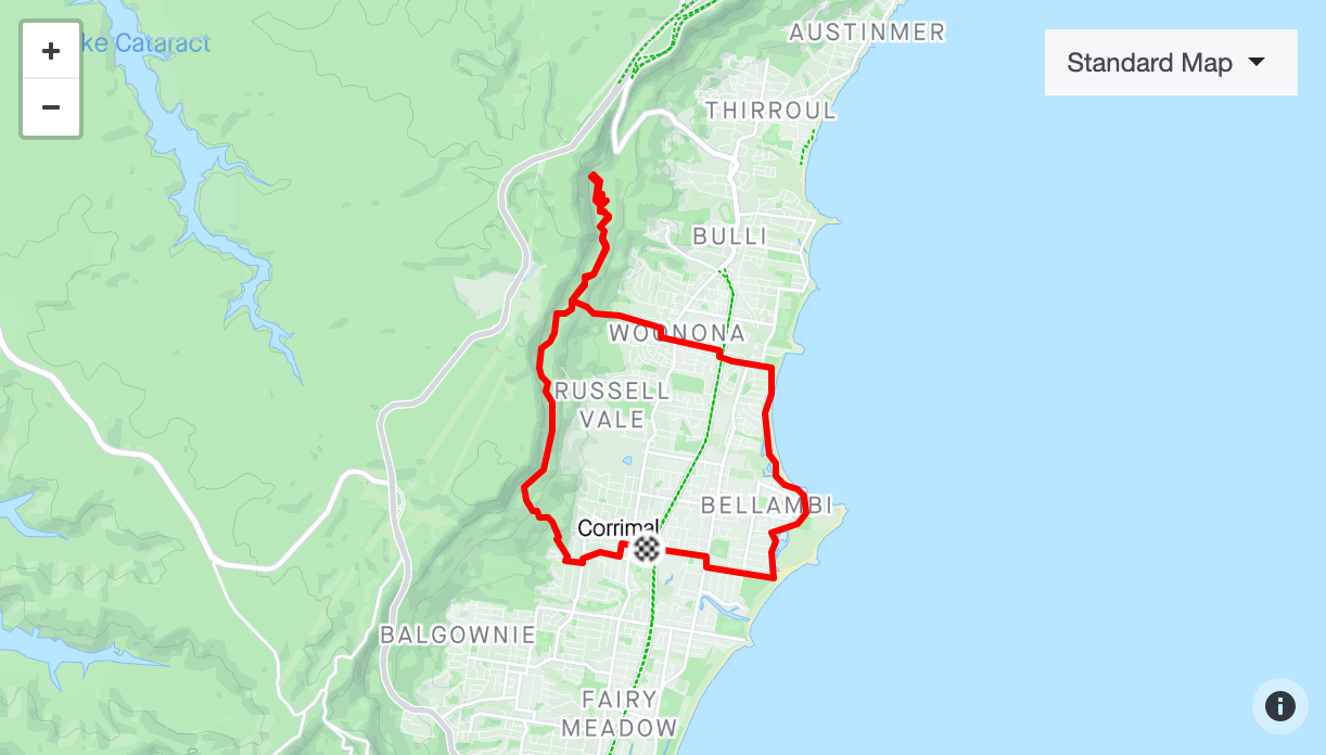 Midnight2Dawn South Coast - Corrimal 2025 Route Map